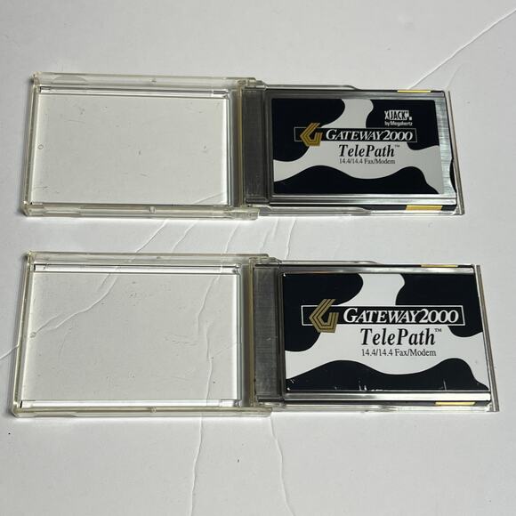 Gateway 2000 TelePath 14.4 Fax Modem PC Cards PC14.4SR PC14.4SRXJ 1990s Vtg Set - Picture 2 of 11